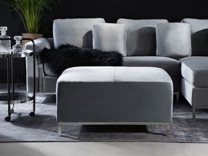 Beliani Narożnik z otomaną welurowy lewostronny szary OSLO 2