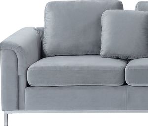 Beliani Narożnik z otomaną welurowy lewostronny szary OSLO 5