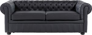 Beliani Sofa 3-osobowa skórzana czarna CHESTERFIELD 1