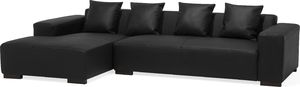 Beliani Narożnik skórzany prawostronny czarny LUNGO 3