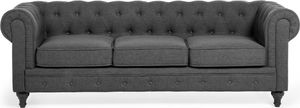 Beliani Sofa 3-osobowa szara CHESTERFIELD 1