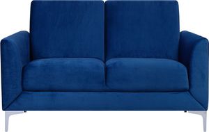 Beliani Sofa 2-osobowa welurowa niebieska FENES 1