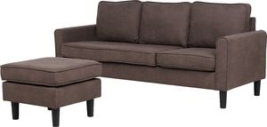Beliani Sofa 3-osobowa z otomaną brązowa AVESTA 6