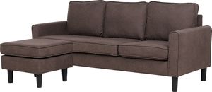 Beliani Sofa 3-osobowa z otomaną brązowa AVESTA 7