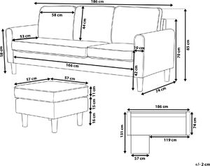 Beliani Sofa 3-osobowa z otomaną brązowa AVESTA 9
