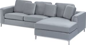 Beliani Narożnik welurowy lewostronny szary OSLO 2