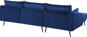 Beliani Narożnik LED welurowy niebieski VARDE 5