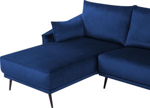 Beliani Narożnik LED welurowy niebieski VARDE 8