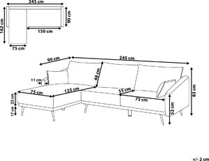 Beliani Narożnik LED welurowy niebieski VARDE 9
