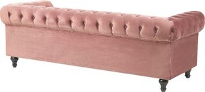 Beliani Sofa 3-osobowa welurowa różowa CHESTERFIELD 3