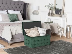 Beliani Puf ze schowkiem welurowy zielony MICHIGAN 2