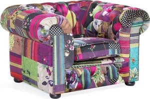 Beliani Fotel patchwork fioletowy CHESTERFIELD 1