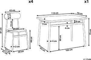 Beliani Zestaw do jadalni stół i 4 krzesła szary z czarnym VELDEN 9