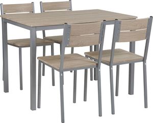 Beliani Zestaw do jadalni stół i 4 krzesła jasne drewno z białym BLUMBERG 1