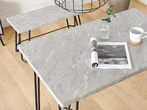 Beliani Zestaw do jadalni stół i 2 ławki szary z czarnym KEMPTON 2