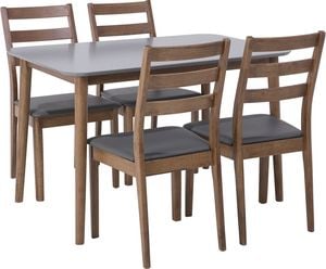 Beliani Zestaw do jadalni stół i 4 krzesła ciemne drewno z szarym MODESTO 1