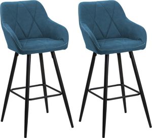 Beliani Zestaw 2 krzeseł barowych niebieski DARIEN 1