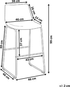 Beliani Zestaw 2 krzeseł barowych beżowy FRANKS 8