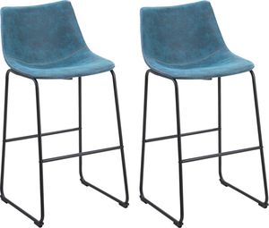 Beliani Zestaw 2 krzeseł barowych niebieski FRANKS 1