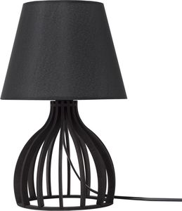 Lampa stołowa Beliani Lampka nocna drewniana czarna AGUEDA 1