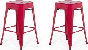 Beliani Zestaw 2 stołków barowych metalowych 60 cm czerwony CABRILLO 1