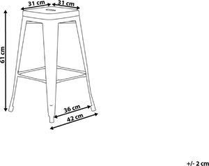 Beliani Zestaw 2 stołków barowych metalowych 60 cm czerwony CABRILLO 6