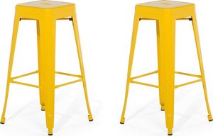 Beliani Zestaw 2 stołków barowych metalowych 76 cm żółty CABRILLO 1