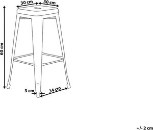 Beliani Zestaw 2 stołków barowych metalowych 60 cm czarno-złoty CABRILLO 6