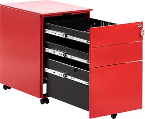 Beliani Szafka biurowa metalowa czerwona POMA 5