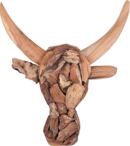 Beliani Figurka ścienna głowa byka jasne drewno BULL HEAD 1