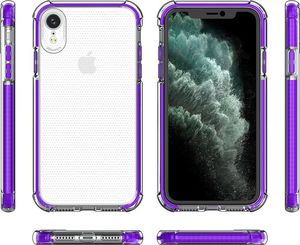 Hurtel Spring Armor żelowy elastyczny pancerny pokrowiec z kolorową ramką do iPhone XR czerwony 3