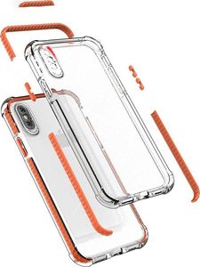 Hurtel Spring Armor żelowy elastyczny pancerny pokrowiec z kolorową ramką do iPhone XS / iPhone X różowy 2
