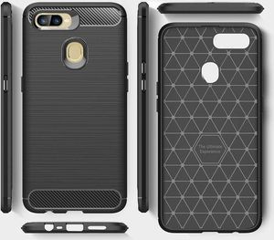 Hurtel Carbon Case elastyczne etui pokrowiec Oppo A12 / A5s / A7 czarny 3