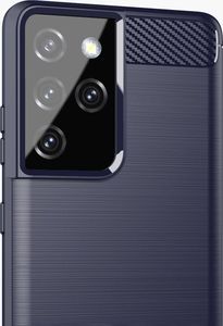 Hurtel Carbon Case elastyczne etui pokrowiec Samsung Galaxy S21 Ultra 5G niebieski 4