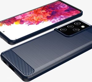 Hurtel Carbon Case elastyczne etui pokrowiec Samsung Galaxy S21 Ultra 5G niebieski 5