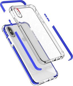 Hurtel Spring Armor żelowy elastyczny pancerny pokrowiec z kolorową ramką do iPhone XS Max niebieski 2