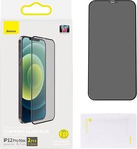 Baseus Baseus 2x szkło hartowane 0,3 mm Anti Spy z ramką na cały ekran iPhone 12 Pro Max (SGAPIPH67N-KT01) (case friendly) 12