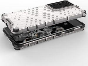 Hurtel Honeycomb etui pancerny pokrowiec z żelową ramką Samsung Galaxy S21 Ultra 5G niebieski 3