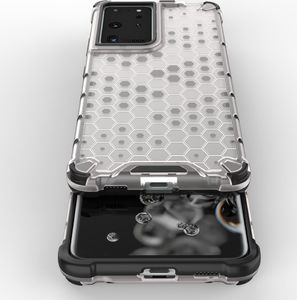 Hurtel Honeycomb etui pancerny pokrowiec z żelową ramką Samsung Galaxy S21 Ultra 5G niebieski 9