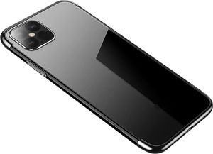 Hurtel Clear Color case żelowy pokrowiec etui z metaliczną ramką iPhone 12 Pro / iPhone 12 czarny 1