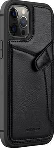 Nillkin Nillkin Aoge Leather Case elastyczne pancerne etui z prawdziwej skóry z kieszonką iPhone 12 Pro / iPhone 12 czarny 3