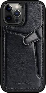 Nillkin Nillkin Aoge Leather Case elastyczne pancerne etui z prawdziwej skóry z kieszonką iPhone 12 mini czarny 1
