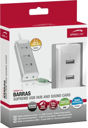 HUB USB Speedlink Barras Supreme 3 porty USB 2.0, z kartą dźwiękową (SL-140003-SR) 1