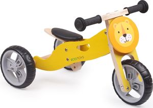 Ecotoys Drewniany rowerek 2w1 balansowy Lew żółty 1