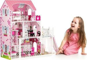 Ecotoys Drewniany domek dla lalek z windą xxl zjeżdżalnia (1358) 2