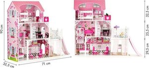 Ecotoys Drewniany domek dla lalek z windą xxl zjeżdżalnia (1358) 7