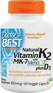 DOCTORS BEST Doctor's Best - Naturalna Witamina K2 MK7 z MenaQ7 + D3, 180mcg, 60 vkaps 1