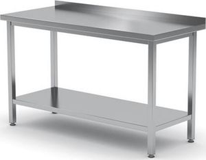 Hendi Stół blat roboczy do kuchni stalowy przyścienny z rantem i półką 140x60cm - Hendi 811481 1
