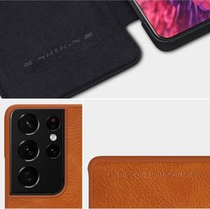 Nillkin Nillkin Qin skórzana kabura etui Samsung Galaxy S21 Ultra 5G brązowy 9