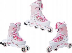 Rolki RAVEN rekreacyjne regulowane różowe białe r. 34 35 36 37 2